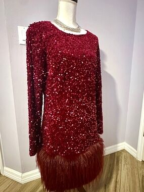 Burgundy Sequin New Years/Christmas Dress NWOT